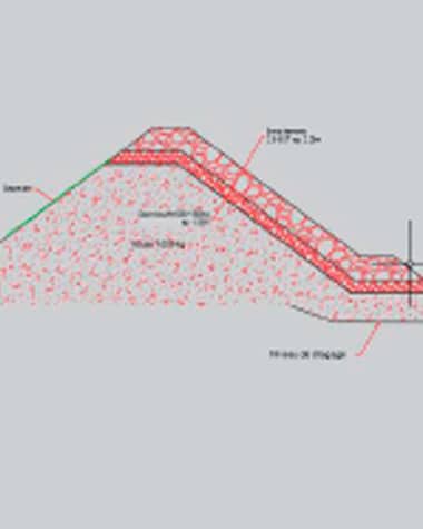 Coupe topographique de la digue