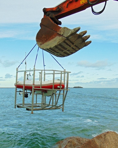 Mise à l'eau du drone marin